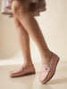 Women Rose Pink Textured Flat Comfortable Lightweight Slip On Loafers|Office Shoe|Slip On Shoe|Anti Skid Rubber Sole