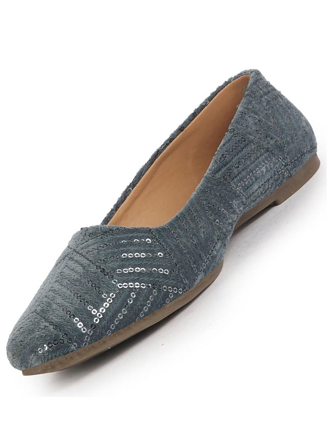 Women Blue Ethnic Silk Embroidery Zardozi Slip On Juttis and Mojaris for Wedding|Festive Slip-On Shoe|Juttis for Anarkali Kurta