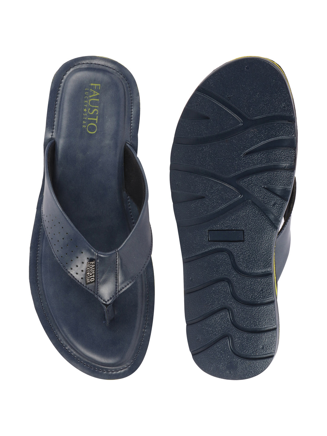 Shop Men Navy Blue Daily Indoor Outdoor Slip On Thong Slipper Online.