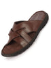 Men Brown Genuine Leather Multi Cross Strap Open Toe Suede Leather Insole Slippers
