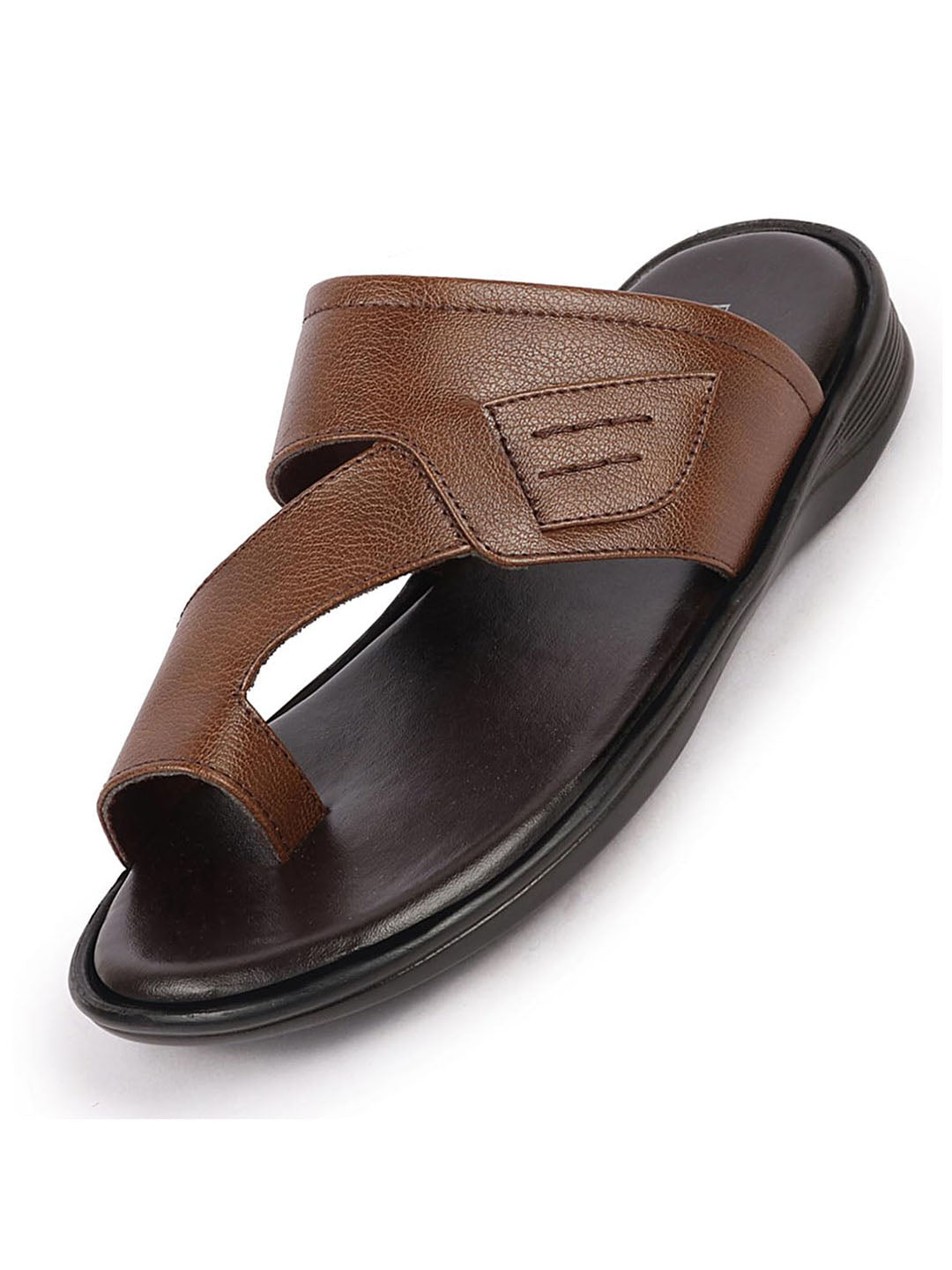 Men Tan Daily Indoor Outdoor Multi Strap Slip On Toe Ring Slipper