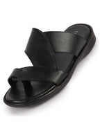 Shop Men Black Daily Indoor Outdoor Multi Strap Toe Ring Slip On Slipper Online.