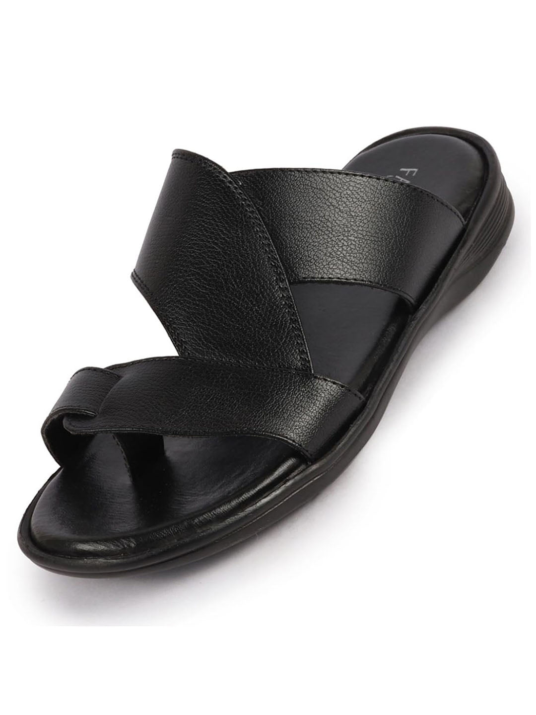 Shop Men Black Daily Indoor Outdoor Multi Strap Toe Ring Slip On Slipper Online.