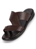 Men Brown Daily Indoor Outdoor Multi Strap Toe Ring Slip On Slipper