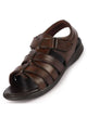 Men Brown Multi Cross Strap Broad Feet Open Toe Casual Dress Sandals