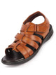 Men Tan Multi Cross Strap Broad Feet Open Toe Casual Dress Sandals