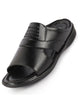 Men Black Daily Indoor Outdoor Comfort Stitched Design Open Toe Slip On Slipper