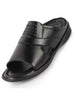 Men Black Daily Indoor Outdoor Comfort Stitched Design Open Toe Slip On Slipper