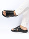 Men Black Daily Indoor Outdoor Comfort Stitched Design Open Toe Slip On Slipper