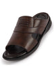 Men Brown Daily Indoor Outdoor Comfort Stitched Design Open Toe Slip On Slipper