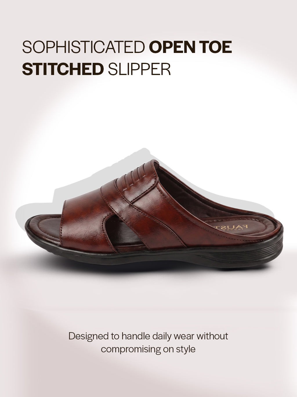 Men Cherry Daily Indoor Outdoor Comfort Stitched Design Open Toe Slip On Slipper