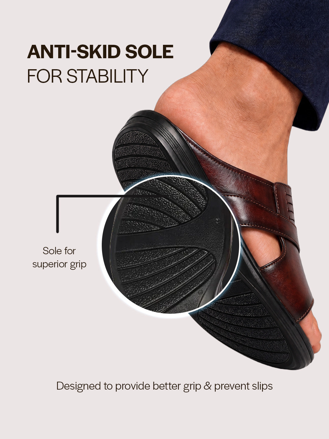 Men Cherry Daily Indoor Outdoor Comfort Stitched Design Open Toe Slip On Slipper