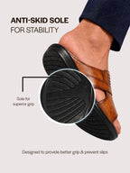 Men Tan Daily Indoor Outdoor Comfort Stitched Design Open Toe Slip On Slipper