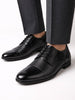 Men Black Formal Office Textured Design Cap Toe Genuine Leather Lace Up Shoes