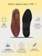 Shop Men Tan Formal Office Textured Design Stitched Genuine Leather Lace Up Shoes Online.
