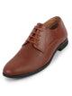 Men Tan Formal Office Textured Design Stitched Genuine Leather Lace Up Shoes