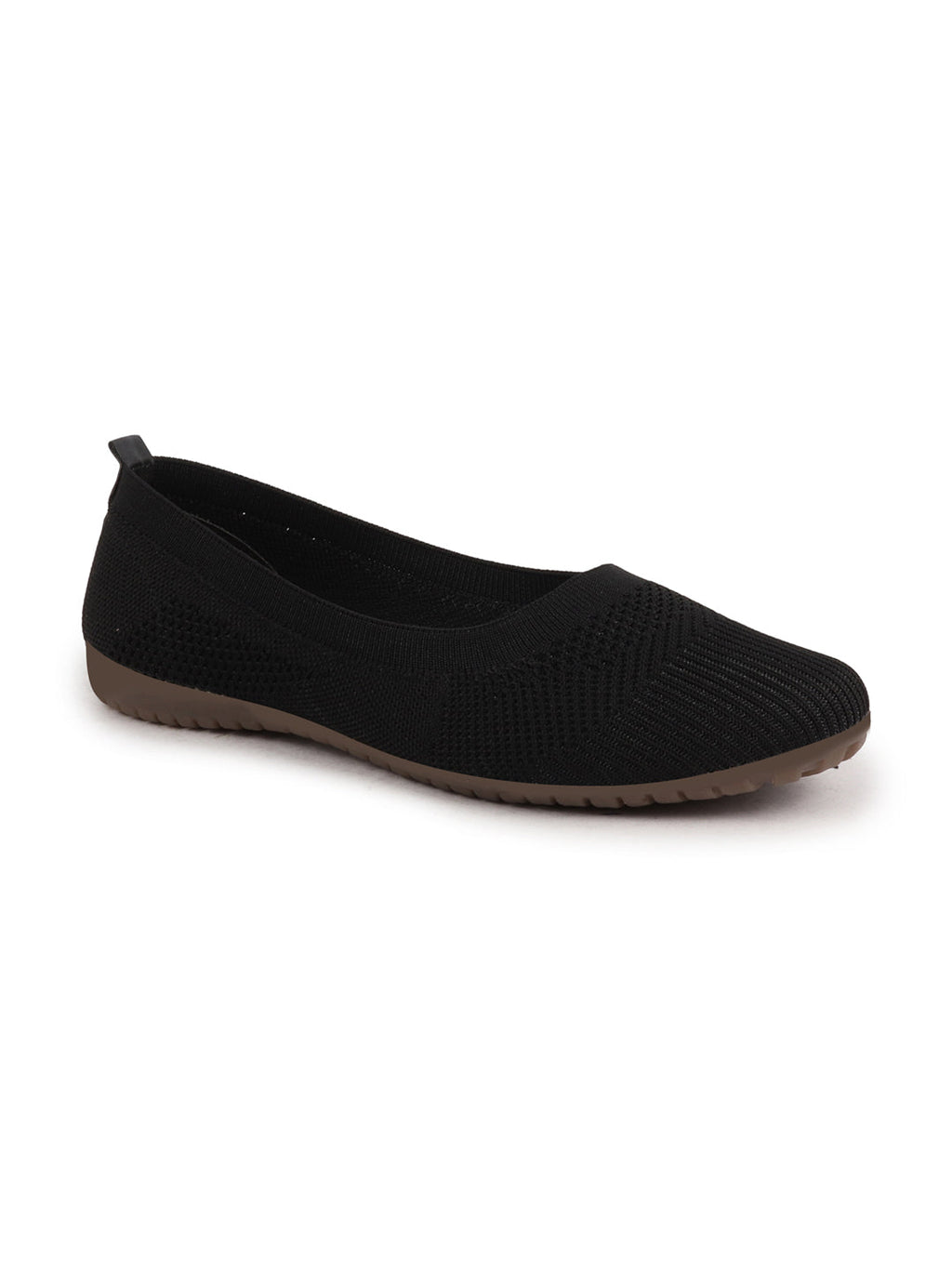 Shop Women Black Athleisure Active Wear Knitted Soft Fabric Slip On Flat Ballerina Shoes For Walking Online.