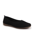 Shop Women Black Athleisure Active Wear Knitted Soft Fabric Slip On Flat Ballerina Shoes For Walking Online.