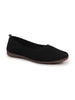 Women Black Athleisure Active Wear Knitted Soft Fabric Slip On Flat Ballerina Shoes For Walking