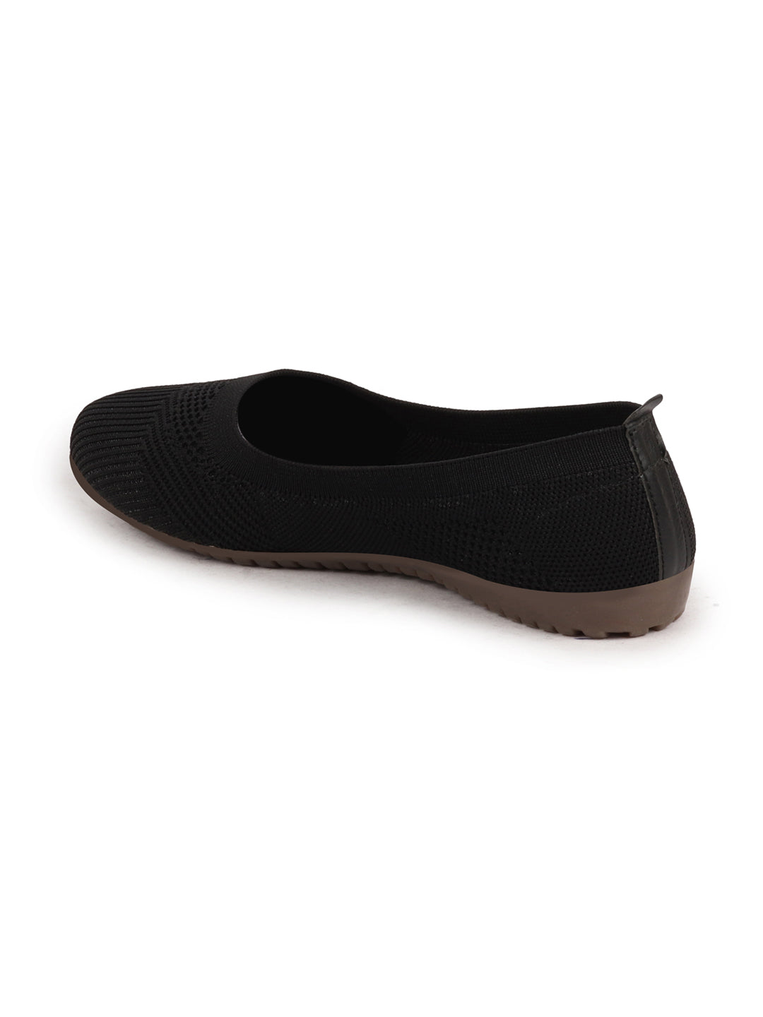 Shop Women Black Athleisure Active Wear Knitted Soft Fabric Slip On Flat Ballerina Shoes For Walking Online.