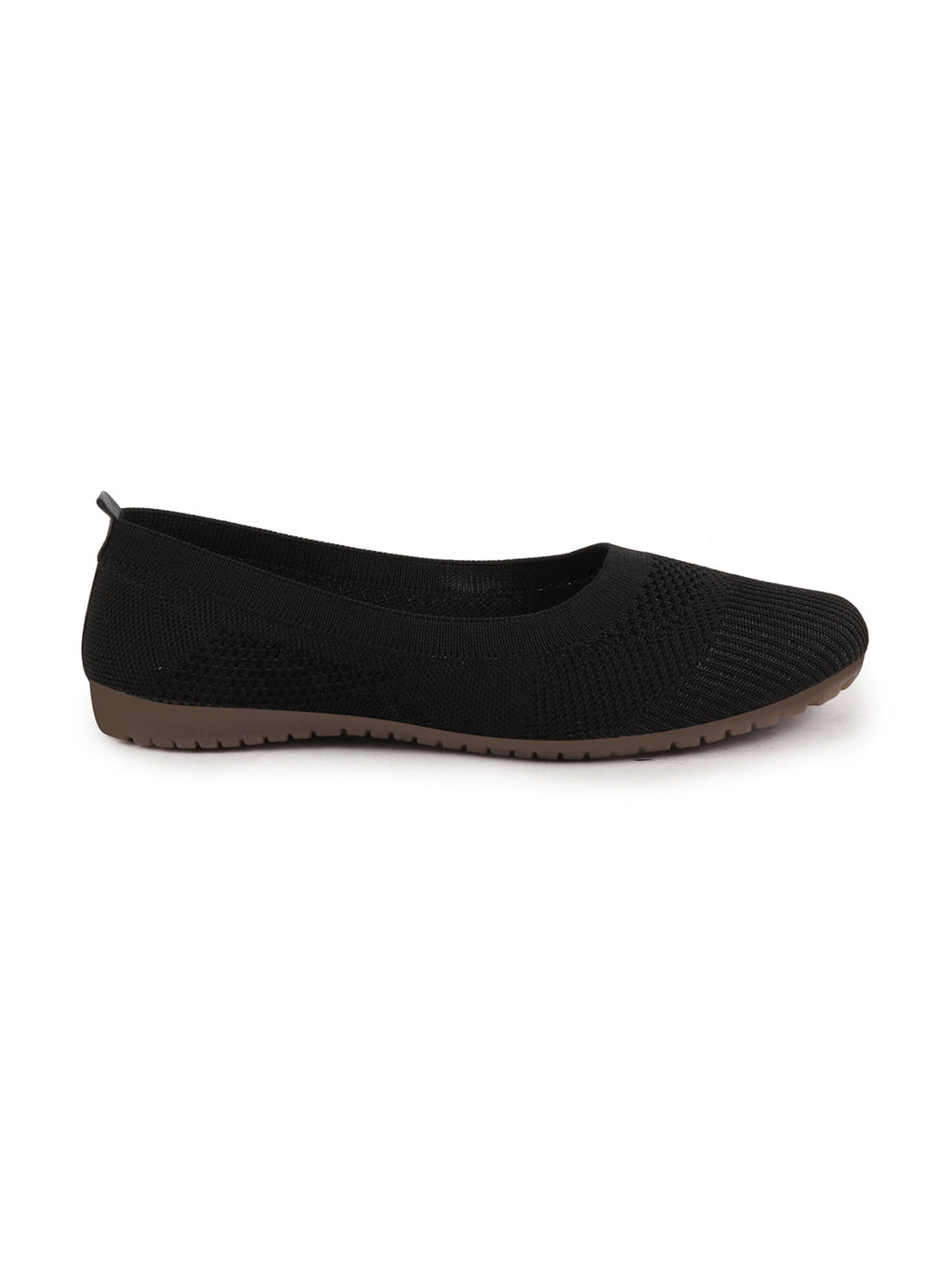 Shop Women Black Athleisure Active Wear Knitted Soft Fabric Slip On Flat Ballerina Shoes For Walking Online.