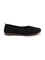 Shop Women Black Athleisure Active Wear Knitted Soft Fabric Slip On Flat Ballerina Shoes For Walking Online.