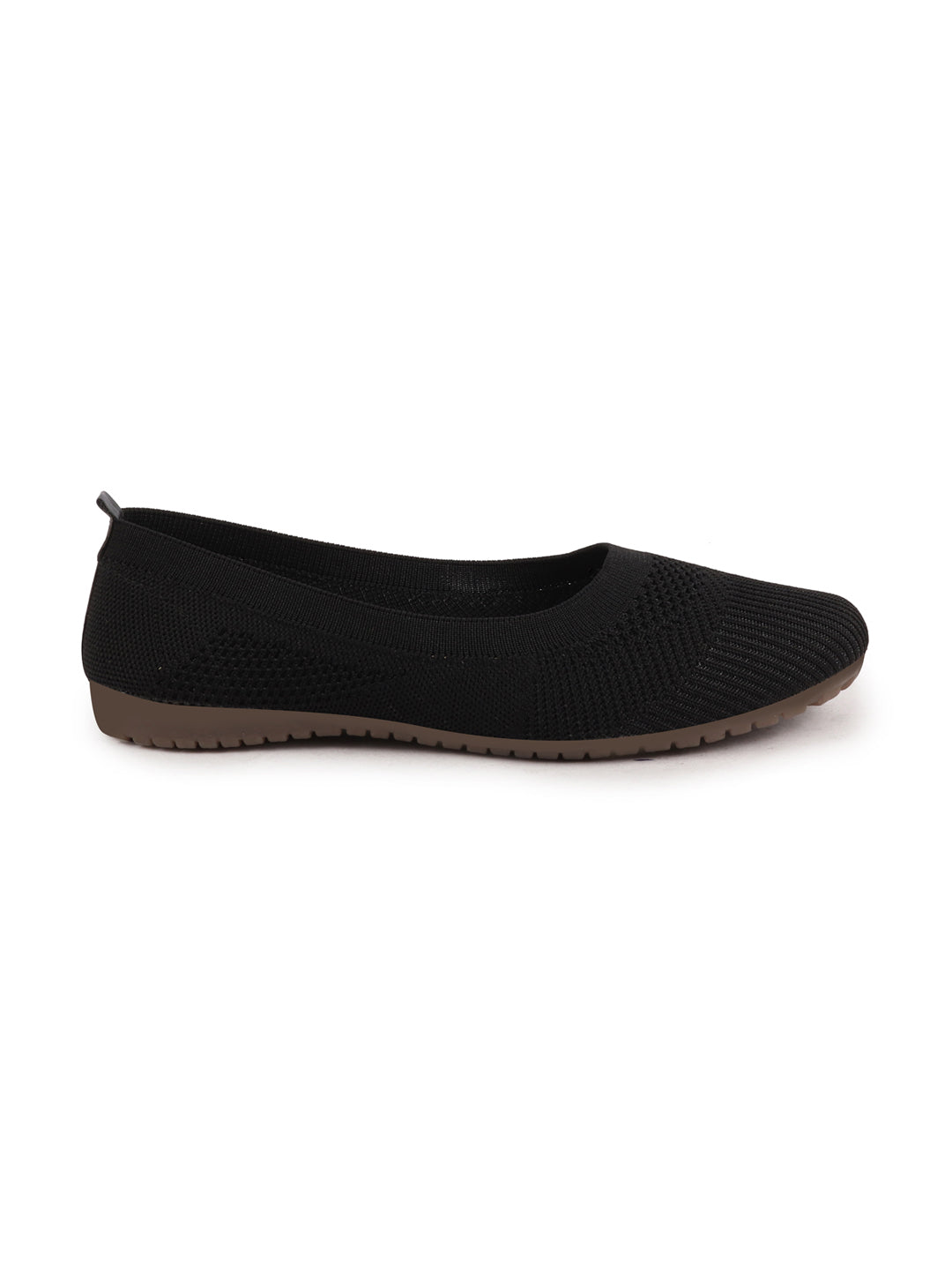 Shop Women Black Athleisure Active Wear Knitted Soft Fabric Slip On Flat Ballerina Shoes For Walking Online.