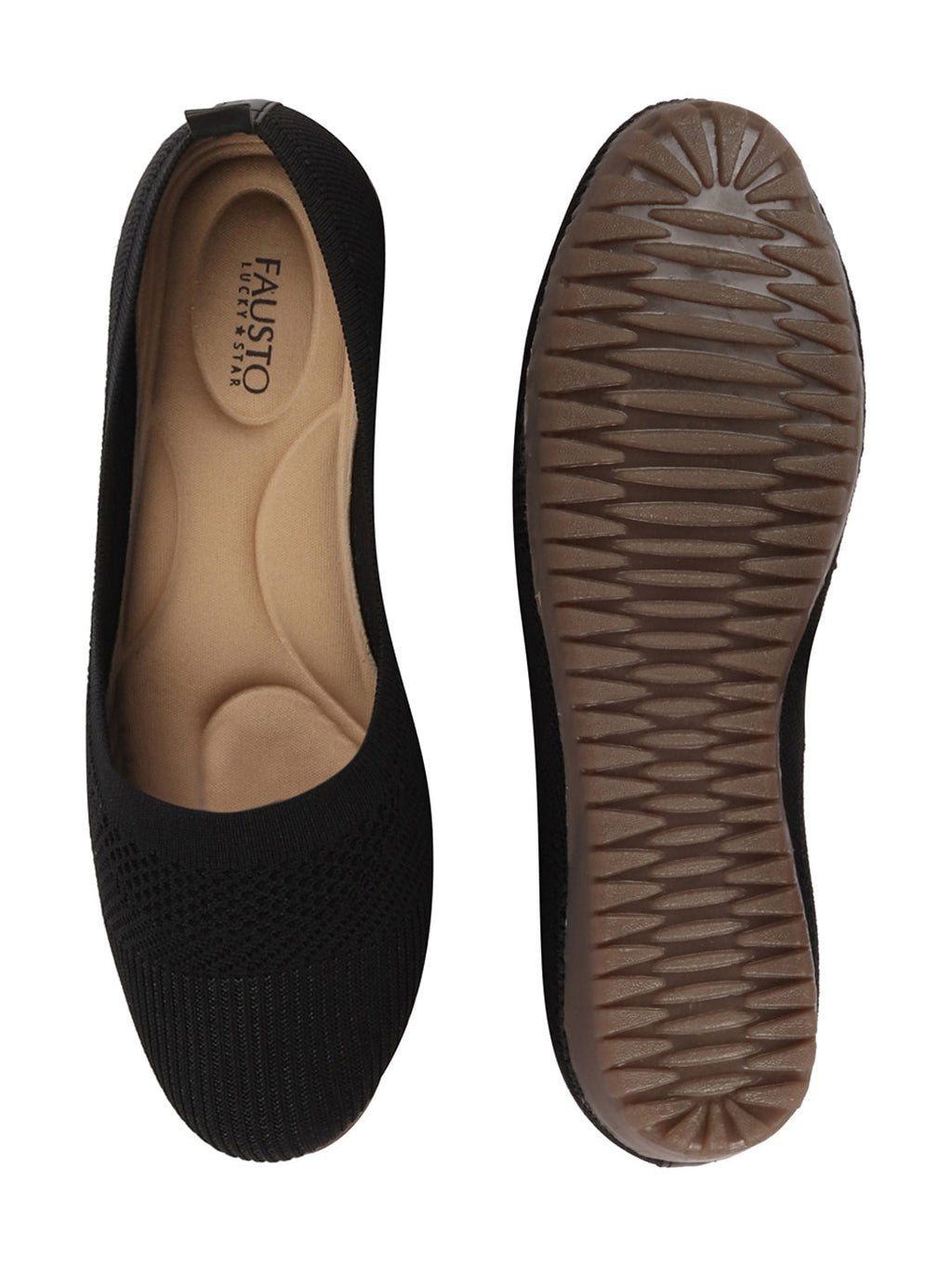 Shop Women Black Athleisure Active Wear Knitted Soft Fabric Slip On Flat Ballerina Shoes For Walking Online.