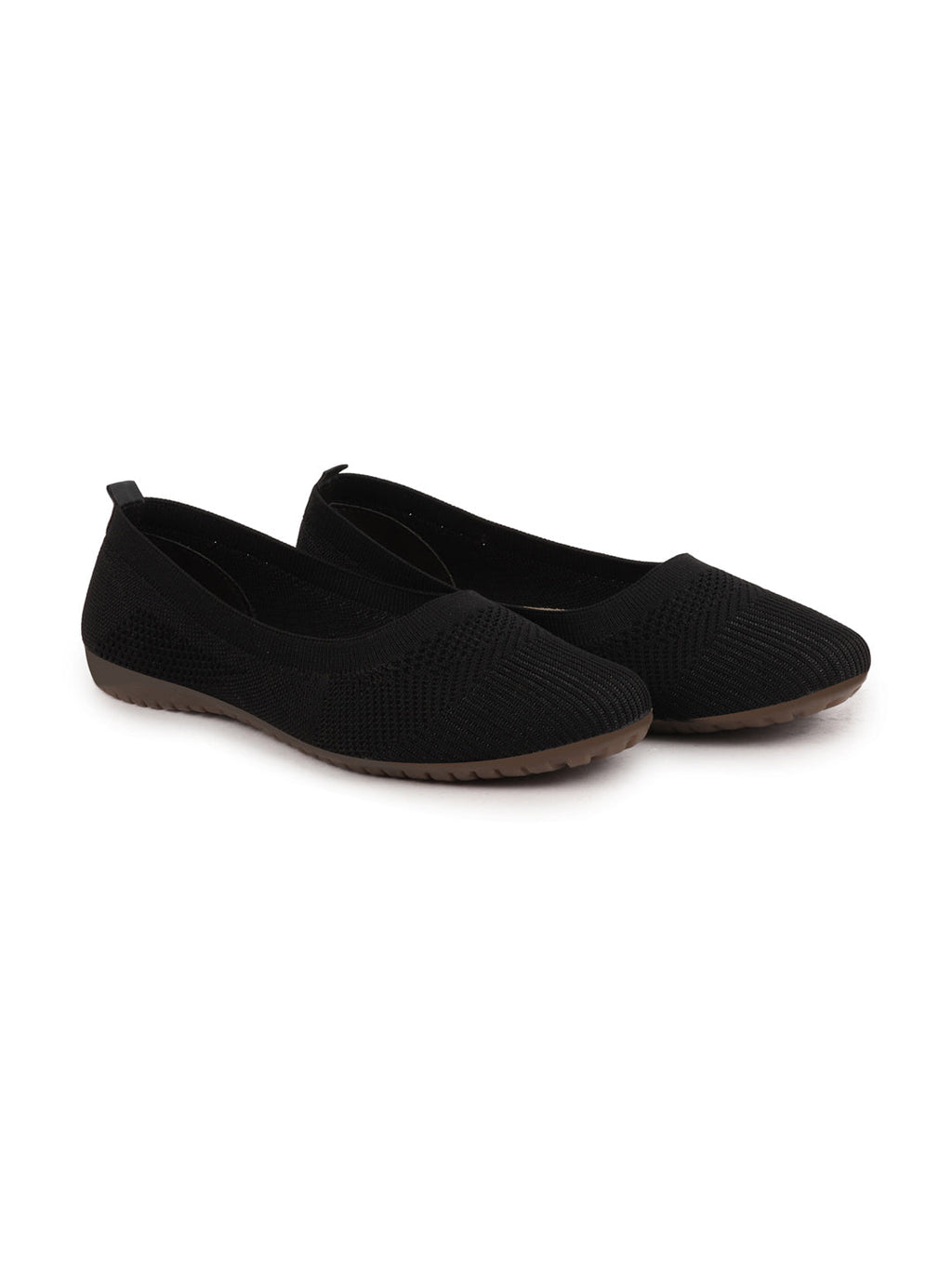 Shop Women Black Athleisure Active Wear Knitted Soft Fabric Slip On Flat Ballerina Shoes For Walking Online.