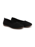 Shop Women Black Athleisure Active Wear Knitted Soft Fabric Slip On Flat Ballerina Shoes For Walking Online.