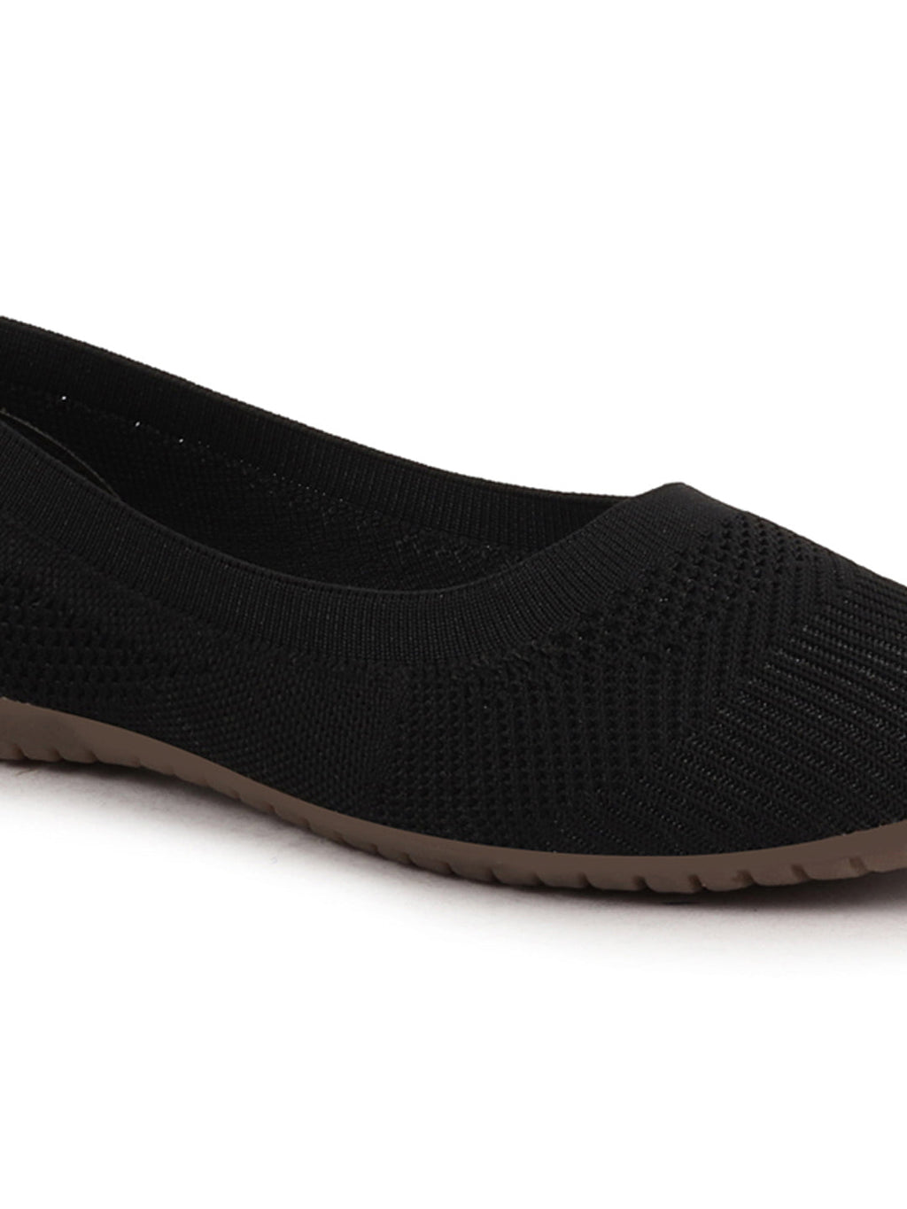 Shop Women Black Athleisure Active Wear Knitted Soft Fabric Slip On Flat Ballerina Shoes For Walking Online.