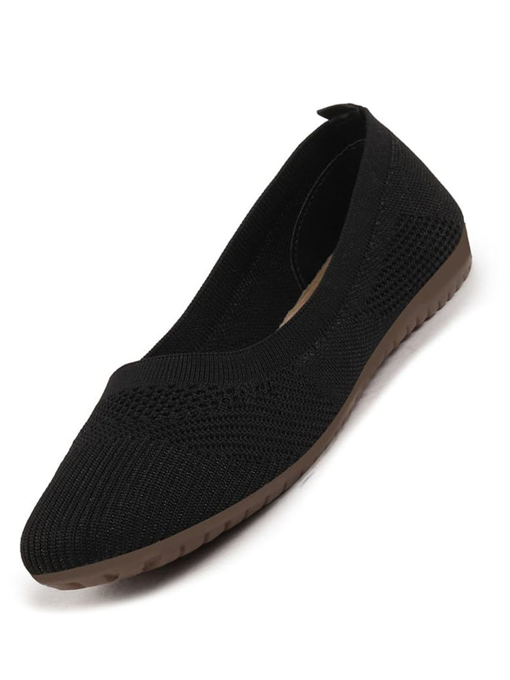 Shop Women Black Athleisure Active Wear Knitted Soft Fabric Slip On Flat Ballerina Shoes For Walking Online.