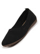 Women Black Athleisure Active Wear Knitted Soft Fabric Slip On Flat Ballerina Shoes For Walking
