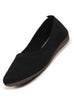 Women Black Athleisure Active Wear Knitted Soft Fabric Slip On Flat Ballerina Shoes For Walking