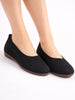 Women Black Athleisure Active Wear Knitted Soft Fabric Slip On Flat Ballerina Shoes For Walking