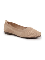 Shop Women Cream Athleisure Active Wear Knitted Soft Fabric Slip On Flat Ballerina Shoes For Walking Online.