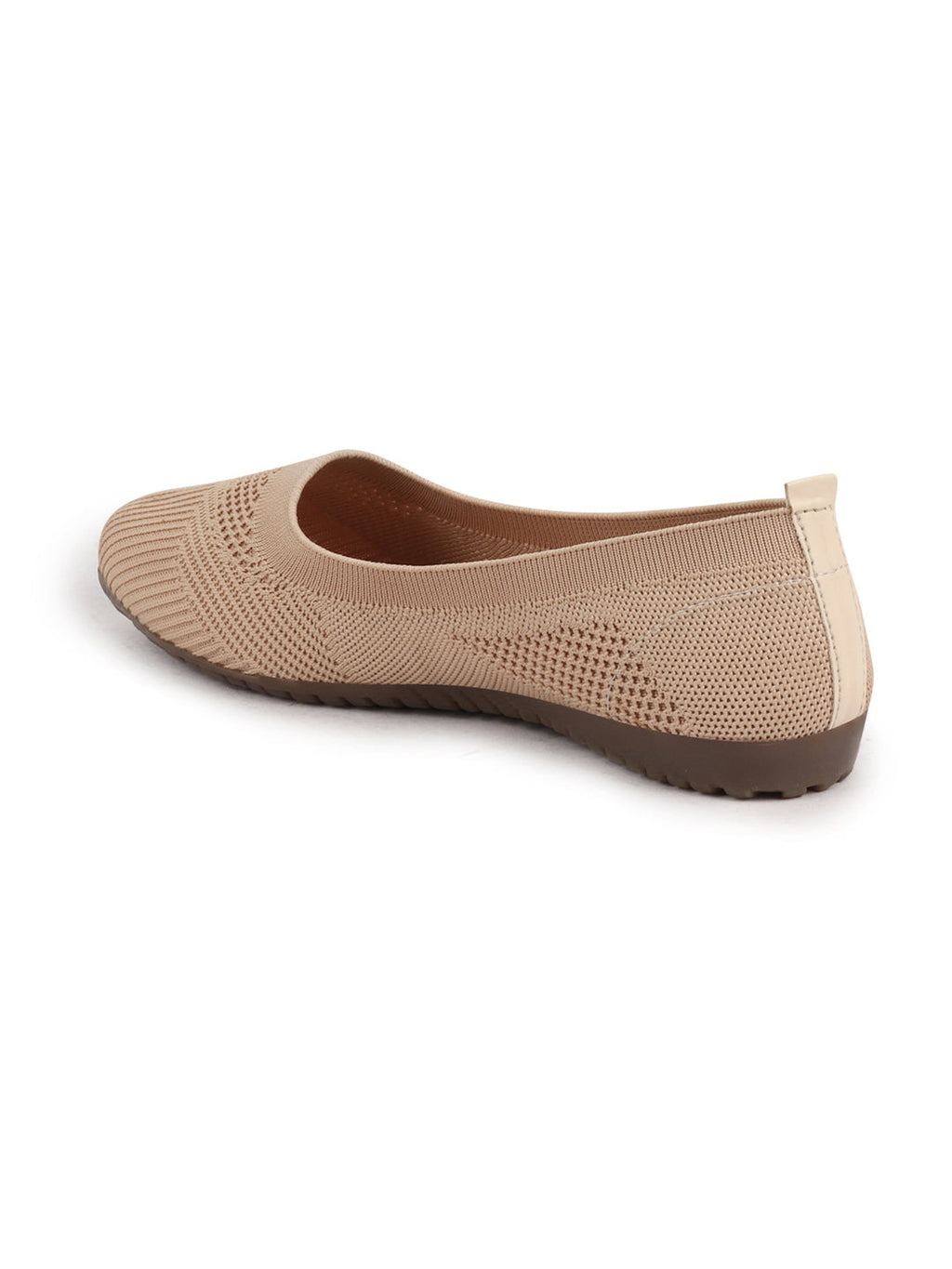 Shop Women Cream Athleisure Active Wear Knitted Soft Fabric Slip On Flat Ballerina Shoes For Walking Online.