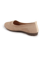 Shop Women Cream Athleisure Active Wear Knitted Soft Fabric Slip On Flat Ballerina Shoes For Walking Online.