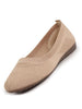 Women Cream Athleisure Active Wear Knitted Soft Fabric Slip On Flat Ballerina Shoes For Walking