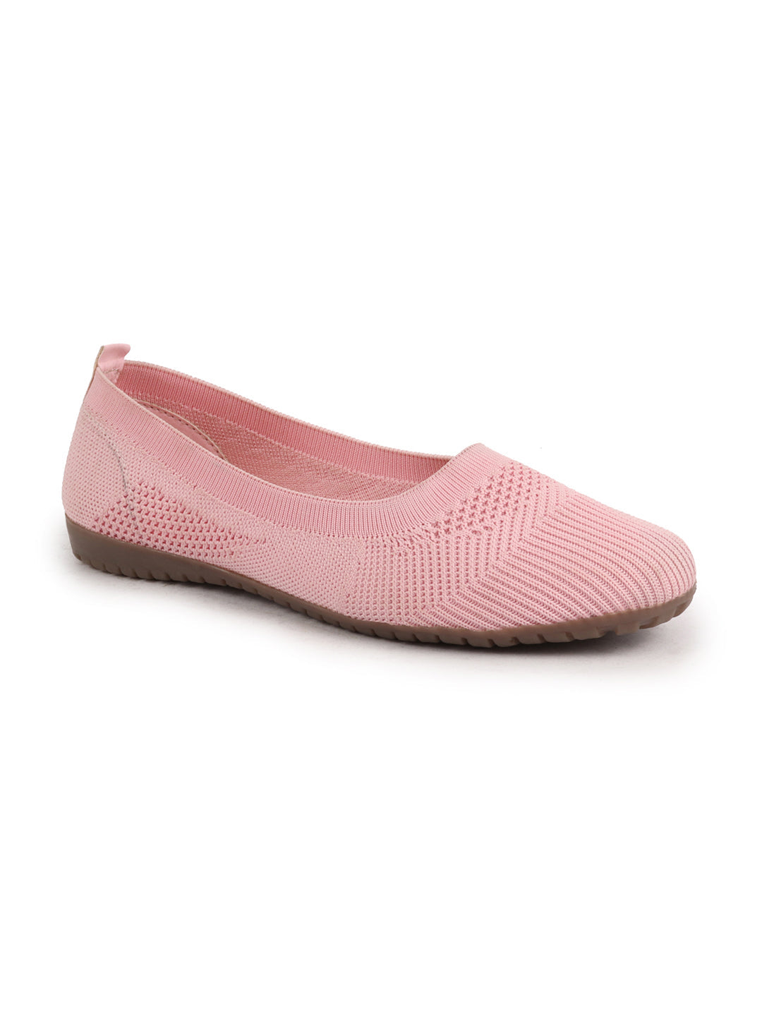Shop Women Nude Pink Athleisure Active Wear Knitted Soft Fabric Slip On Flat Ballerina Shoes For Walking Online.
