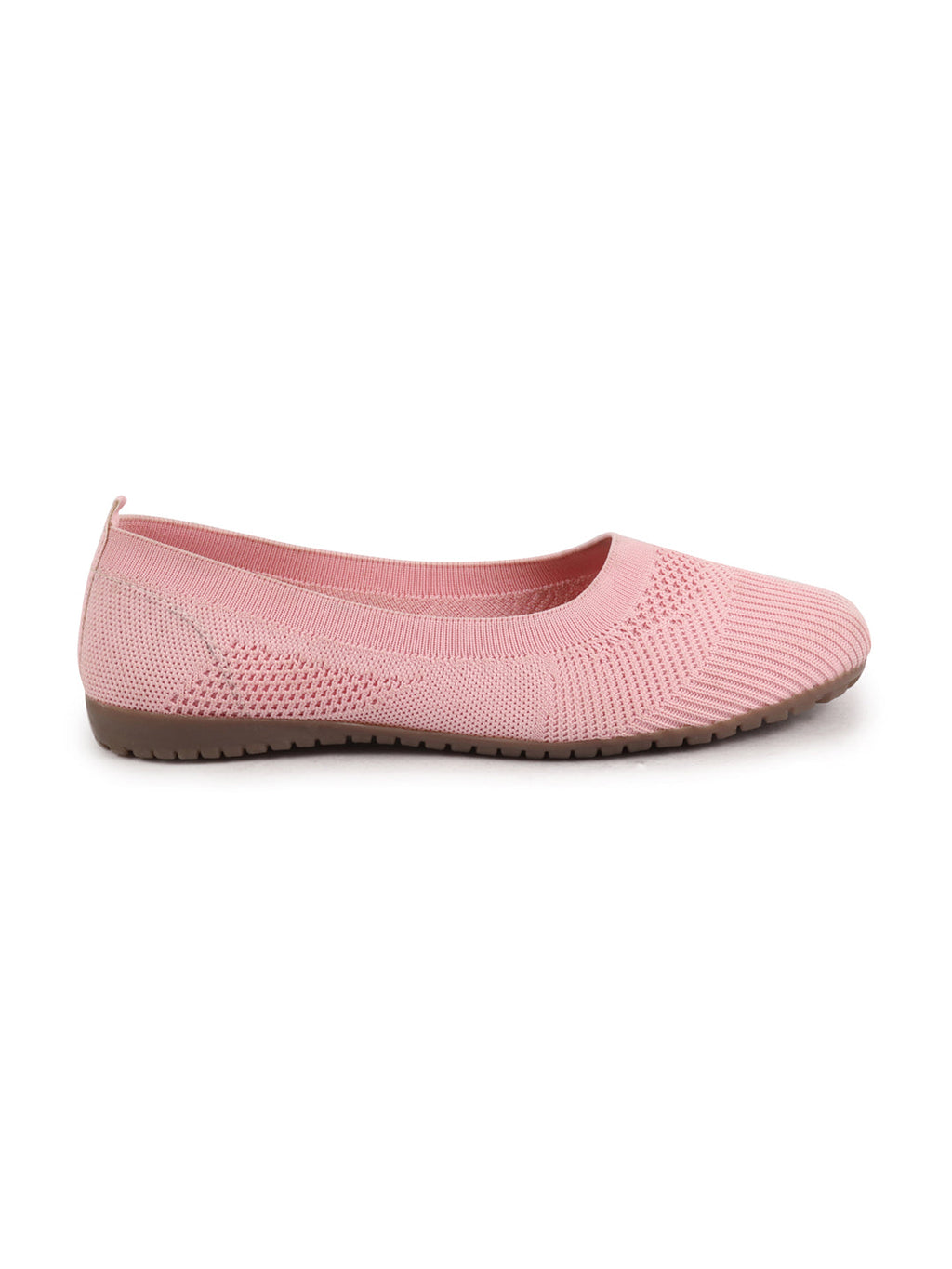 Shop Women Nude Pink Athleisure Active Wear Knitted Soft Fabric Slip On Flat Ballerina Shoes For Walking Online.