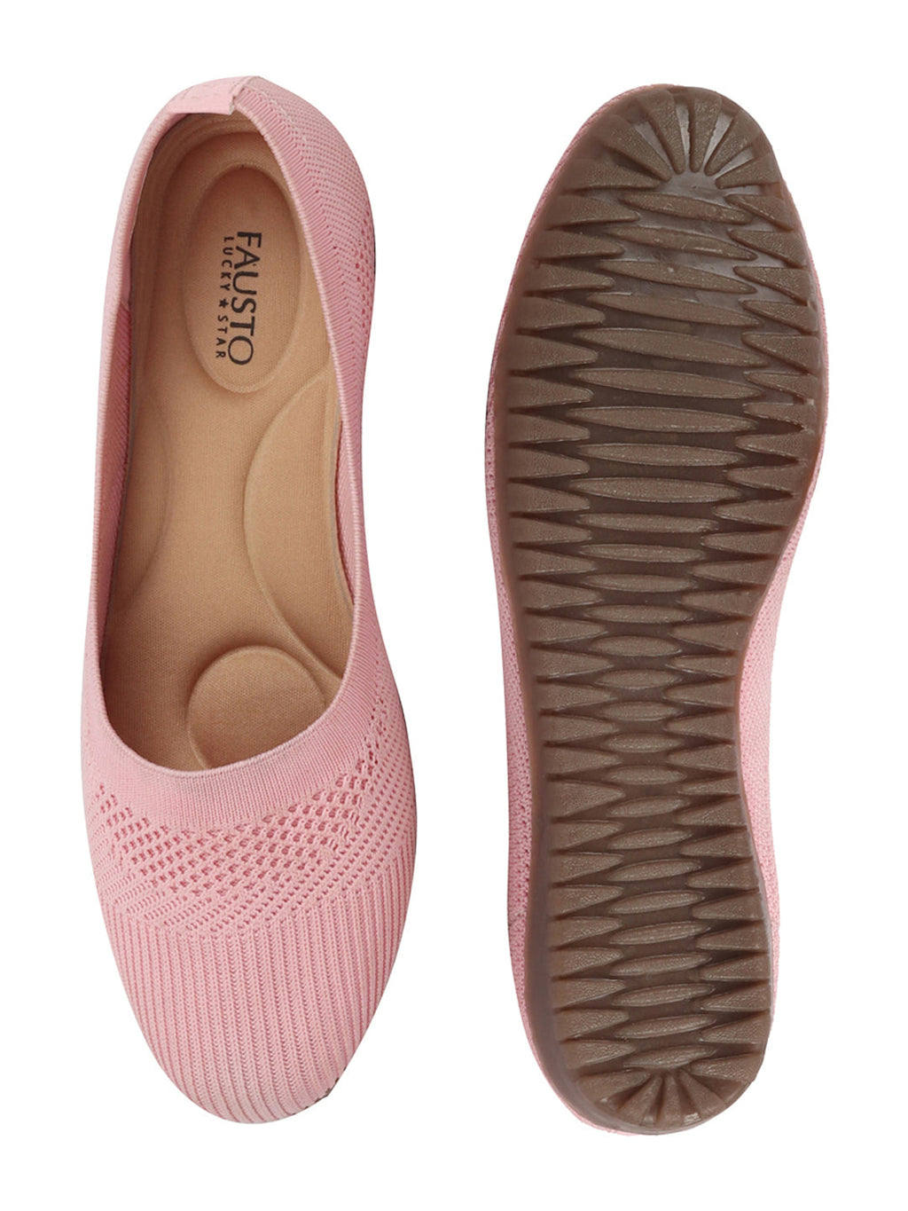Shop Women Nude Pink Athleisure Active Wear Knitted Soft Fabric Slip On Flat Ballerina Shoes For Walking Online.
