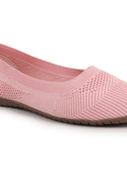 Shop Women Nude Pink Athleisure Active Wear Knitted Soft Fabric Slip On Flat Ballerina Shoes For Walking Online.