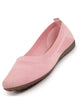 Women Nude Pink Athleisure Active Wear Knitted Soft Fabric Slip On Flat Ballerina Shoes For Walking