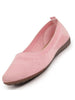 Women Nude Pink Athleisure Active Wear Knitted Soft Fabric Slip On Flat Ballerina Shoes For Walking