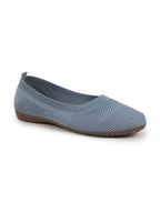 Shop Women Sky Blue Athleisure Active Wear Knitted Soft Fabric Slip On Flat Ballerina Shoes For Walking Online.