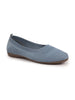 Women Sky Blue Athleisure Active Wear Knitted Soft Fabric Slip On Flat Ballerina Shoes For Walking