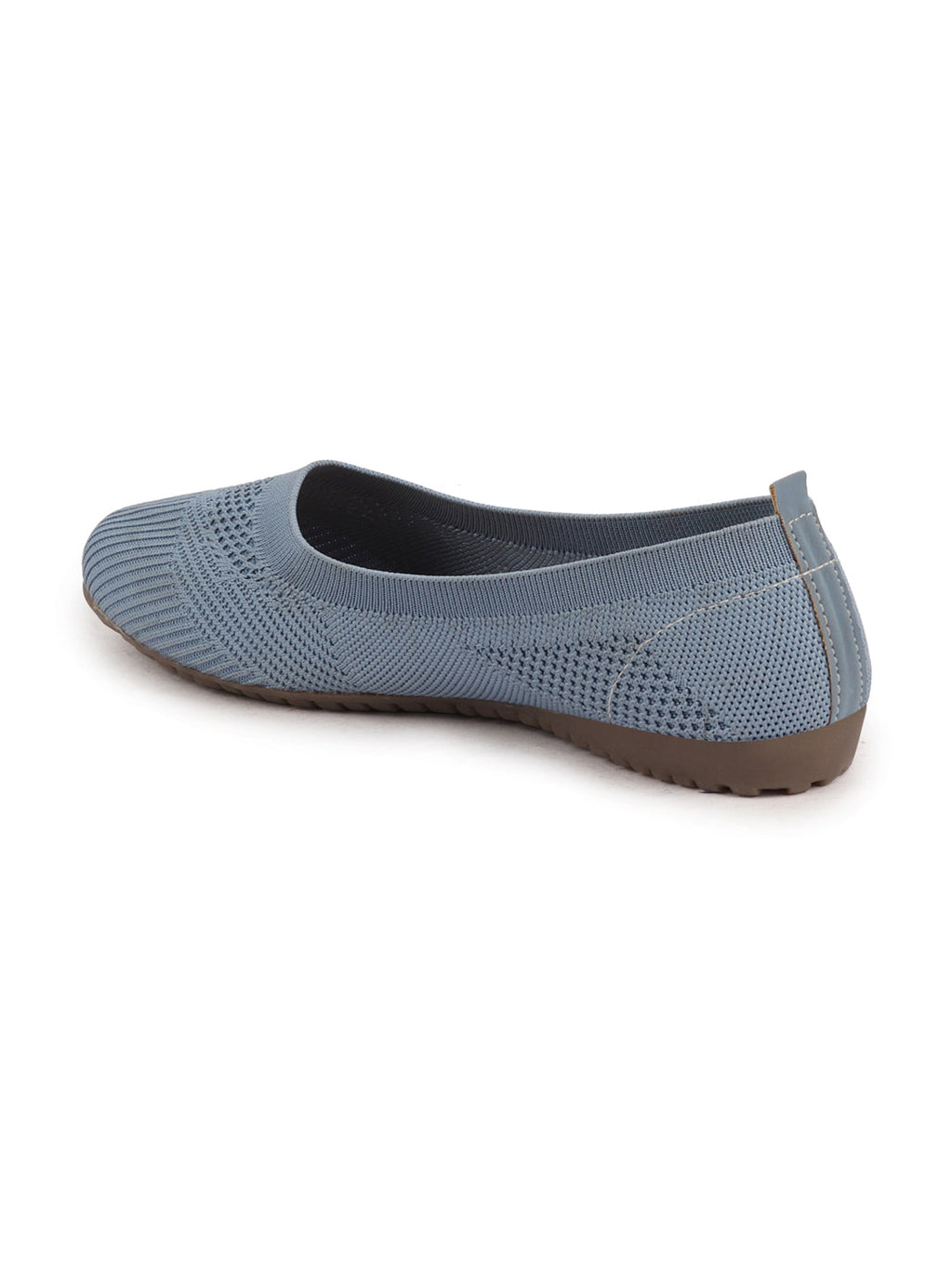 Shop Women Sky Blue Athleisure Active Wear Knitted Soft Fabric Slip On Flat Ballerina Shoes For Walking Online.