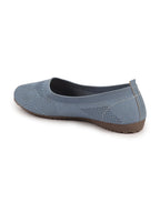 Shop Women Sky Blue Athleisure Active Wear Knitted Soft Fabric Slip On Flat Ballerina Shoes For Walking Online.