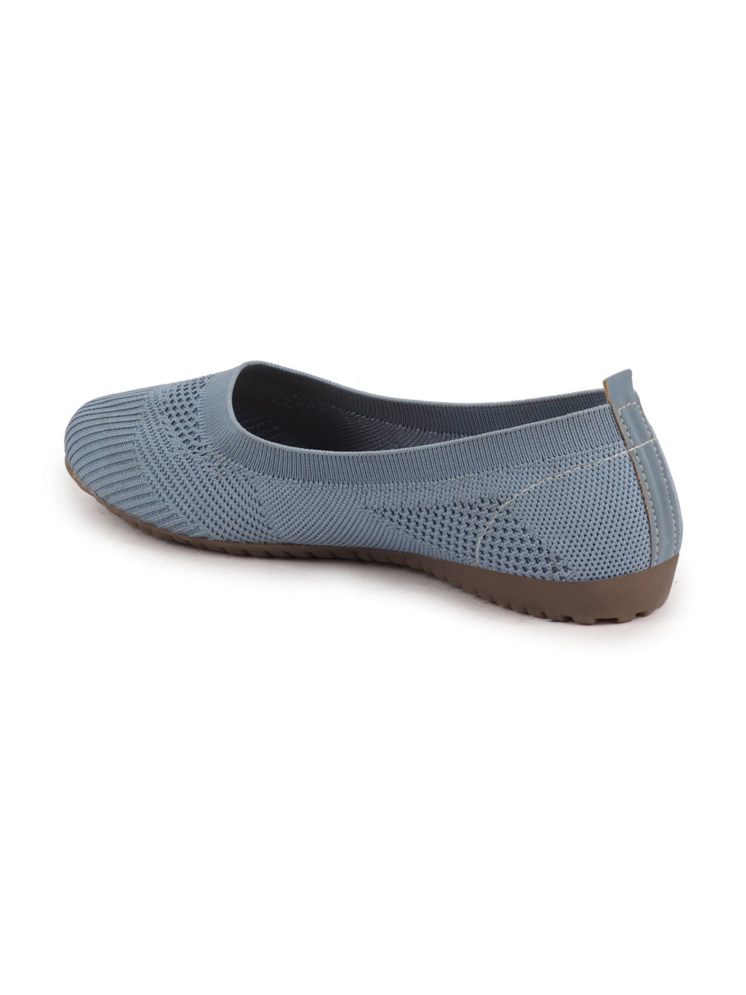 Shop Women Sky Blue Athleisure Active Wear Knitted Soft Fabric Slip On Flat Ballerina Shoes For Walking Online.